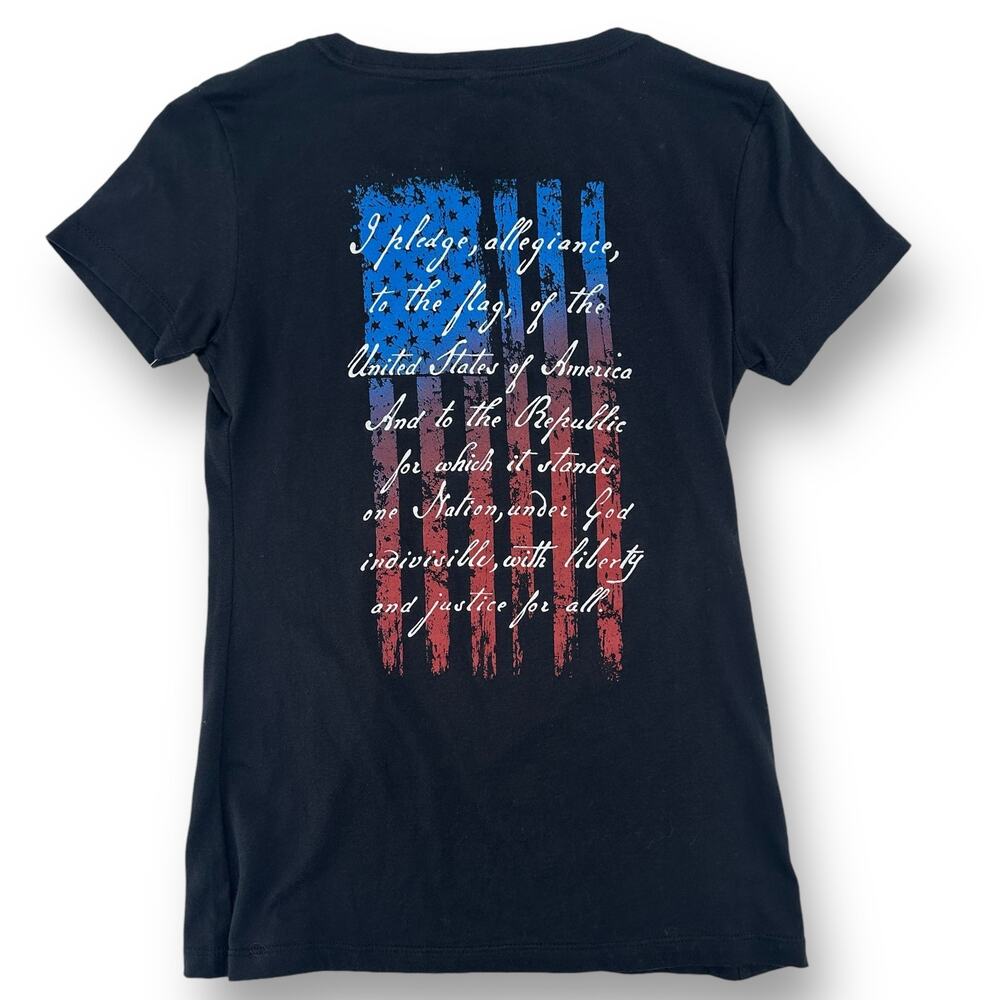 Howitzer Pledge Of Allegiance USA Flag Shirt Womens Size Large Front Back Print